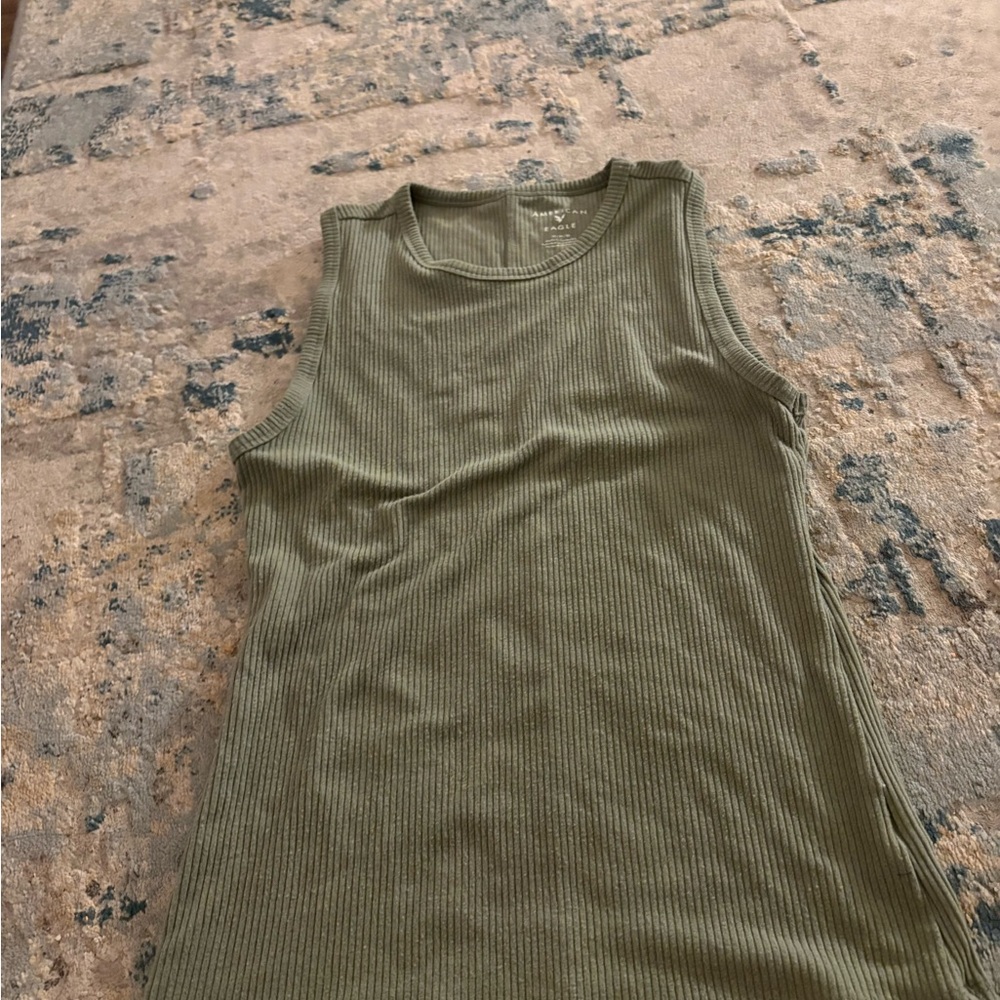 American Eagle Outfitters Sage Ribbed Tank Top